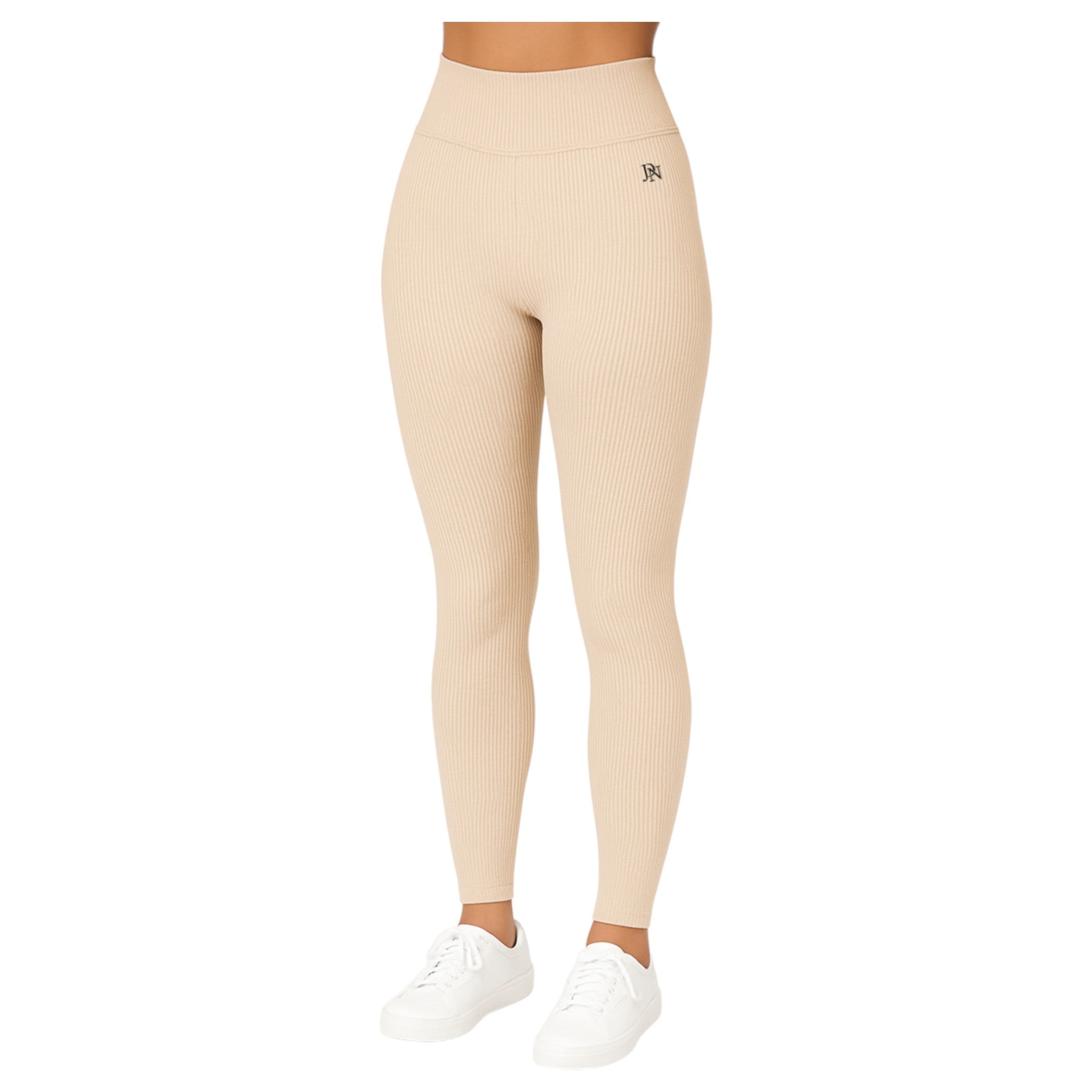 Ladies beige JDN ribbed fleece inner leggings – warm thermal winter leggings for women